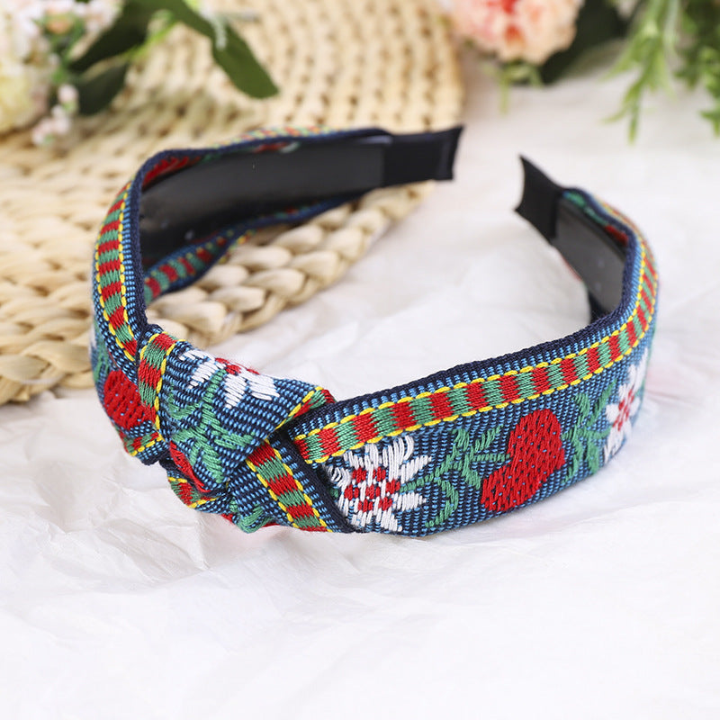 Wholesale Fabric Bohemian Embroidered Flowers Headbands